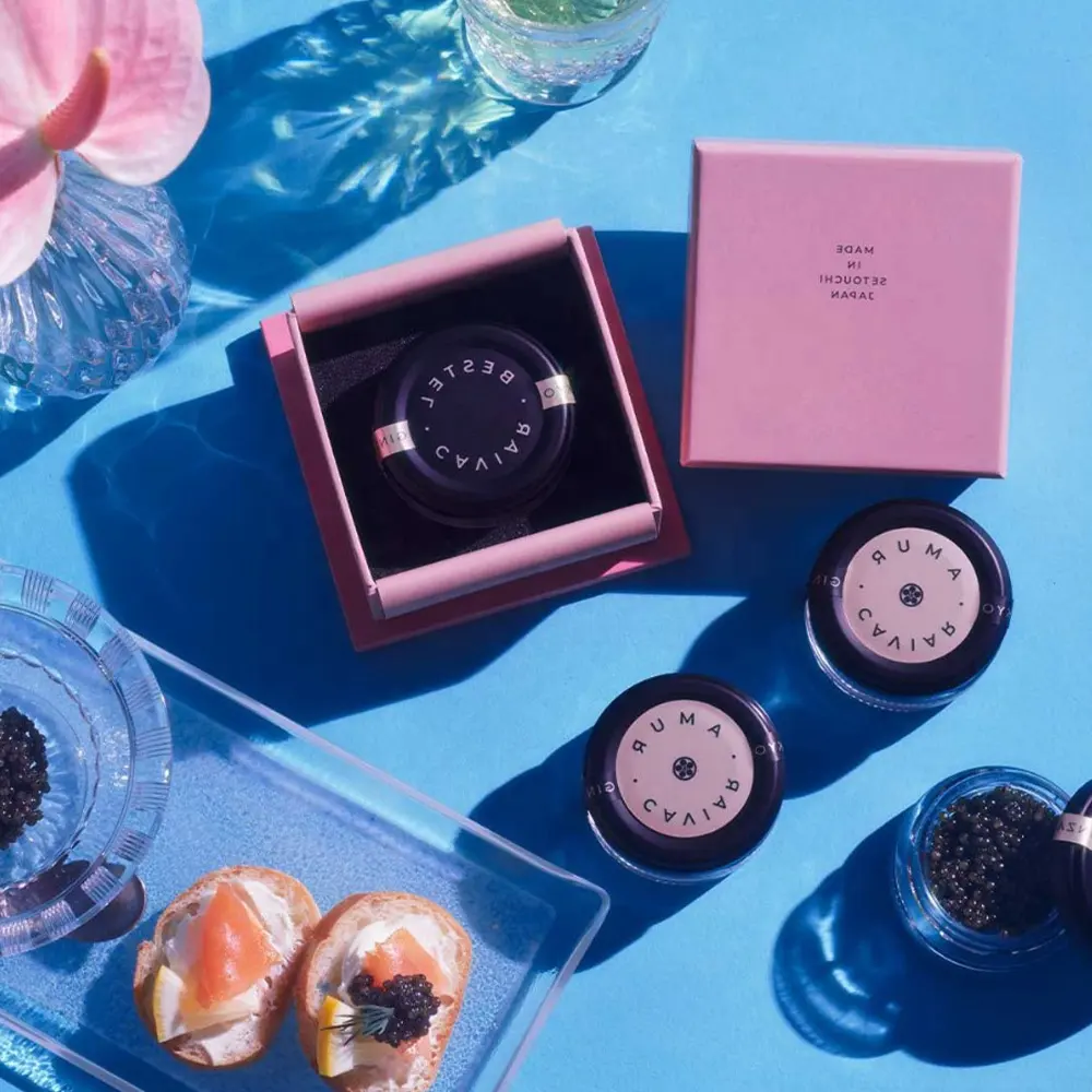 Custom High Quality Recycled Cardboard Gift Box Cream Honey Caviar Packaging Glass Jar Box