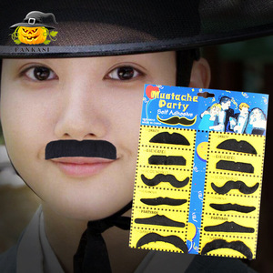 Ensemble de fausses barbes noires pour Halloween, 12 pièces, accessoires de fête auto-adhésifs, unisexe - Product Image 1