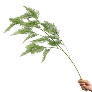 Feuilles vertes artificielles, branche unique, vert foncé, en soie, pour décoration de mariage, suspendues au plafond - Product Image 5