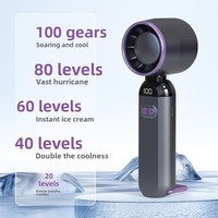 Ventilateur portable compact à turbine, rechargeable par USB, pliable, électrique, avec lumière et son, pour usage domestique et de bureau