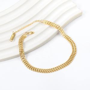 Bracelets chaîne pour femmes, bijoux minimalistes de créateur, plaqués or 18 carats, en acier inoxydable massif, résistants à l'eau, style simple et tendance - Product Image 4