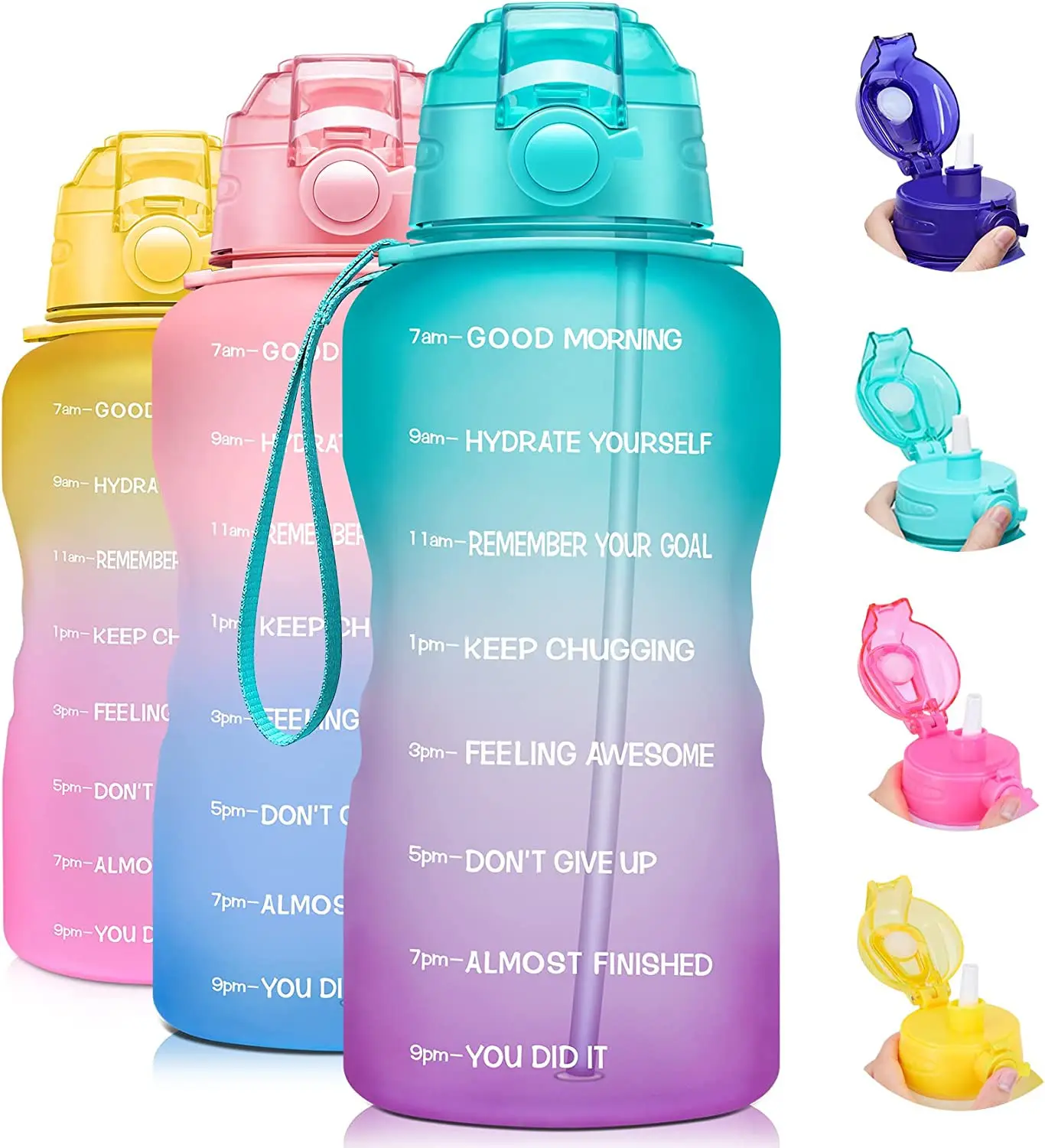 Große halbe 3800ml Motivations wasser flasche mit Zeit markierung und Strohhalm, BPA-freier Wasserkrug, Sport wasser flasche für unterwegs