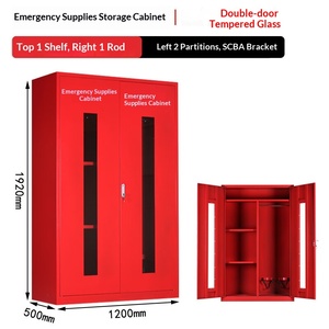 Emergency Cabinet 1920x1200x500mm Double Glass Door Left 2 Compartments Right Rod SCBA <b>Bracket</b> Fire Rescue Storage - Product Image 4