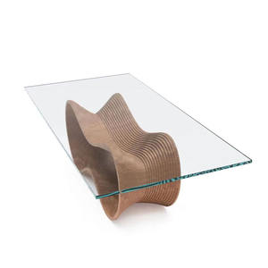 Ensemble de table à manger moderne et écologique ML-CF09 avec plateau en verre et base en bois massif, chaises pour bureau, hôtel, maison, salon, salle de bain, entrée - Product Image 5