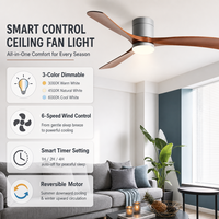 Ventilateur de plafond moderne avec lustre LED, 6 vitesses, moteur DC en cuivre pur, variateur de vitesse, télécommande, ABS, vente directe usine OEM/ODM pour chambre à coucher
