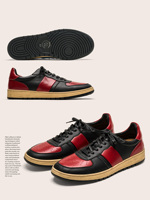 Chaussures de skate rétro unisexes avec logo personnalisé, en cuir pleine fleur rouge, polies à la main, effet vieilli, plateforme épaisse, légères et respirantes