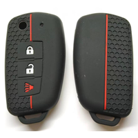 Funda Protectora de Silicona con Diseño de Panal de Abeja y Línea Roja para Llave Inteligente Nissan de 2-5 Botones, Tipo Flip Ovalado