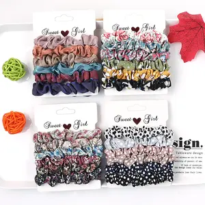 Groothandel Zachte Elastische Haarbanden Chiffon Scrunchies Haar Stropdassen Satijn Kids Haarband Scrunchies Set Voor Haar Accessoires Crunchies