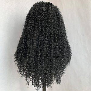 Parrucca Sintetica Nera Lunga Ricci Crespi 13*4 con Pizzo Frontale per <span class=keywords><strong>Donna</strong></span>, Parrucca con Parte Libera dall'Aspetto Naturale, <span class=keywords><strong>Capelli</strong></span> Sintetici, Vendita all'Ingrosso - Product Image 5