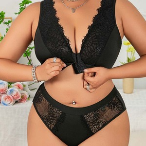 Nuevo conjunto de lencería sexy push-up transfronterizo, conjunto de lencería semicubriente de encaje negro estilo europeo y americano para chicas sensuales, venta al por mayor - Product Image 3