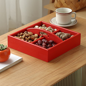Caja rectangular de bambú para frutos secos, almacenamiento dividido para refrigerios y dulces, estilo sencillo - Product Image 4
