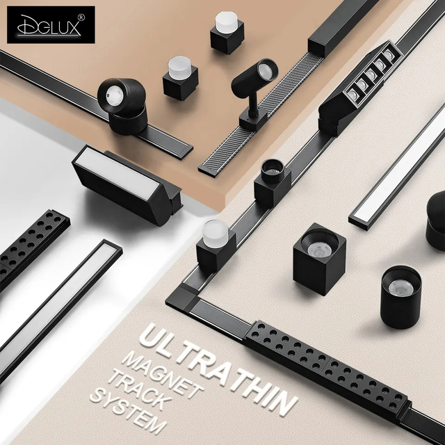 DGLUX Ultrathin Smart Magnetic Track Light Tuya Dimmable Recessed Track Light Rail 48v Zigbee Led Magnetic Track Light System