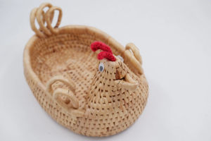 Cesta Artesanal de Jacinto de Agua para Huevos, Contenedor de Almacenamiento de Huevos Tejido Natural, Cesta Decorativa Única con Forma de Animal para Cocina Rústica - Product Image 3