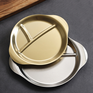 Yurtrain Plateau Coréen Moderne <span class=keywords><strong>Simple</strong></span> en Acier Inoxydable à Double Poignée, Durable et Créatif, pour Sauce Barbecue et Collations Intégrées - Product Image 3