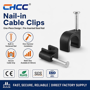 Clips de Plástico para Cables de 8mm con Clavos, Soporte Redondo para Cables, 100 Unidades, Organizador de Cables, Venta al Por Mayor - Product Image 1