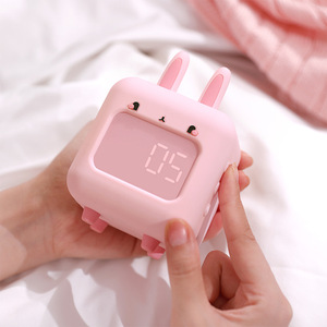 Réveil-lampe LED intelligent en forme de <span class=keywords><strong>lapin</strong></span> de dessin animé, rechargeable par USB avec lecture de musique, lumière nocturne numérique électronique à teinte bleue - Product Image 2