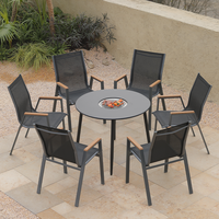 Ensemble de meubles de jardin modernes Meiqi, résistant aux intempéries et aux UV, table et chaises en acier, ensemble de repas pour les loisirs en plein air