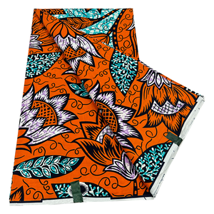 Tissu africain en coton imprimé motif floral, tissu batik pagne Ankara, tissu africain ciré pour la confection de robes - Vente en gros - Product Image 3