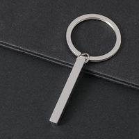 Porte-clés personnalisé en acier inoxydable Ywyougang - Barre verticale cubique - Porte-clés minimaliste gravé sur mesure