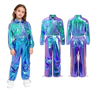 Conjunto de Ropa de Baile Lírico, Hip-Hop y Jazz para Niños y Niñas de 6 a 16 Años, Chaqueta Metálica con Pantalones, para Actuaciones, Uso Diario Informal - Product Image 3