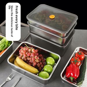 Large Capacity 304 Stainless Steel Crisper Modern Refrigerated Frozen Fresh Vacuum Sealed Storage <b>LUNCH</b> <b>Box</b> Kitchen - Product Image 4