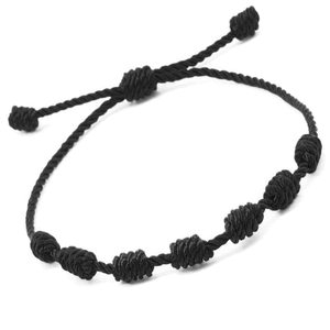 Bracelet en <span class=keywords><strong>corde</strong></span> tressé fait main, ajustable, porte-bonheur à 7 nœuds, pour couple et amis - Product Image 6