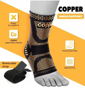 Attelle de cheville de sport en cuivre pour hommes et femmes, manchon de compression de cheville en <span class=keywords><strong>nylon</strong></span> tricoté pour fasciite plantaire - Product Image 3