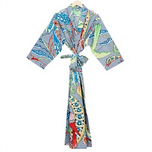 Vestido Kimono Maxi 100% Algodón para Mujer con Estampado Floral Digital y Lazos, Ideal para Novias o Uso Diario, Cómodo y de Corte Holgado - Product Image 1