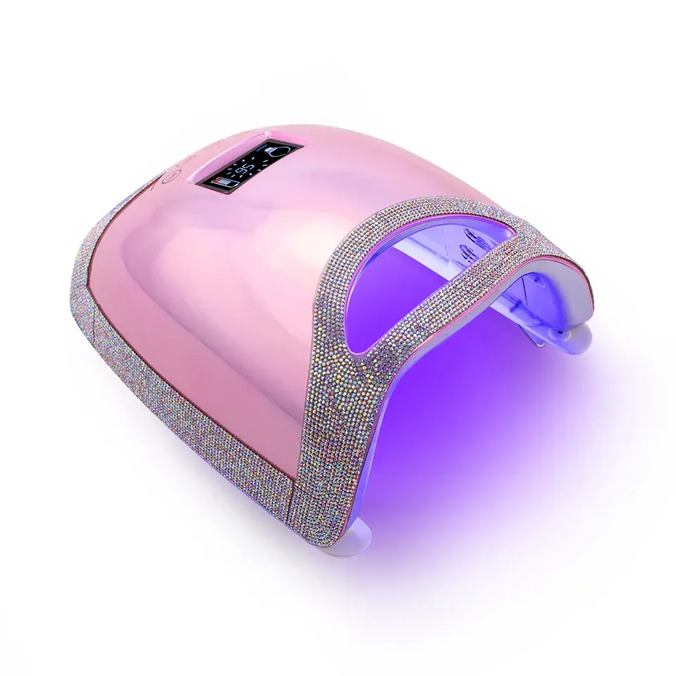 Diamond Plating pink Cordless Rechargeable 48W Nail Dryer Dual UV Led Lamp Nails for All Types Gel Leds UV Lamp Nail Machine