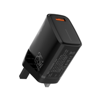Chargeur USB 25W avec prise UK pour téléphone portable, chargeur iPhone, charge rapide LED, chargeur mural portable de voyage pour smartphone Android