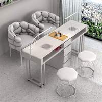 Table de manucure moderne haut de gamme simple/double avec plateau en bois, design durable pour salon de manucure, centre commercial et atelier