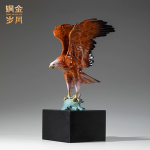 Talleres de Arte en Cobre, Escultura de Águila en Cobre, Decoración de Animales Metálicos, Regalo para Escritorio de Oficina, Promoción Empresarial, Diseño Moderno - Product Image 1