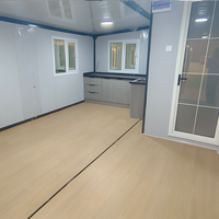 Casa Contenedor Expandible Moderna, Impermeable, Resistente al Fuego, con Revestimiento Oscuro, Puertas/Ventanas de Vidrio para Oficina, Taller, Uso Residencial