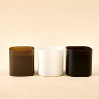 Contenants de bougies personnalisés à étiquette privée, pots en verre carrés ambrés vides de 8 oz avec couvercles, pots à bougies de luxe