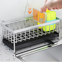 Organisateur de rangement sous l'évier, support de comptoir de cuisine pour savon, distributeur et porte-éponge avec égouttoir