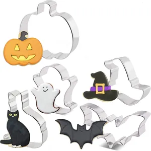Halloween Witch'S Hat Curled Cat Custom Cookie Shape Cutter Cookies Cutter Tools Set 5-Pcs