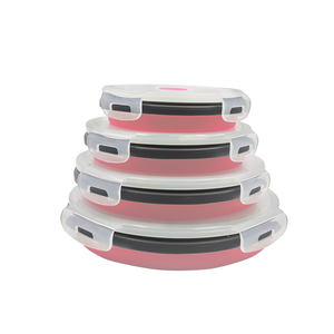 गर्म बिक्री 100% खाद्य ग्रेड गोल आकार खाद्य भंडारण कंटेनर पुन: प्रयोज्य सिलिकॉन बंधनेवाला दोपहर के भोजन के बॉक्स - Product Image 6