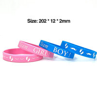 Équipe garçon fille fête en caoutchouc dragonne Bracelet en Silicone bracelets en caoutchouc aveugle fête d'anniversaire boîte sexe révéler fête personnalisée