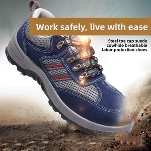 Chaussures de travail en daim respirant, anti-écrasement, anti-perforation, résistantes à l'usure, chaussures de sécurité industrielles pour la fabrication mécanique - Product Image 3