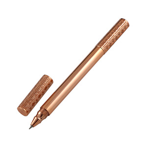 Stylo bille BuFan en laiton électroplaqué gravé, en stock, avec anneau doré, design apaisant, pointe <span class=keywords><strong>aiguille</strong></span> 1,0 mm, encre noire, pour bureau et école - Product Image 1
