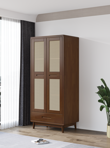rattan wooden <b>wardrobe</b> household small-space <b>wardrobe</b>, with drawer storage compartment - Product Image 4
