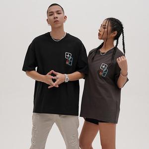 T-shirt en coton de haute qualité, poids lourd, nouveau modèle, col rond, longueur courte, logo brodé personnalisé, coupe ample, motif imprimé - Product Image 4