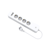Multiprise Wi-Fi Tuya standard européen avec 4 prises AC, 1 port USB-C et 3 ports USB pour charge rapide