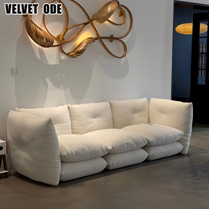 Canapé modulaire rectangulaire de luxe convertible en tissu capitonné pour villa, avec éponge haute densité, style Cloud - Product Image 1
