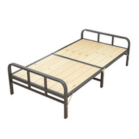 Lit simple pliable en bois massif 1,2 m et 1 m, cadre en fer simple, utilisation domestique, panneau rigide renforcé