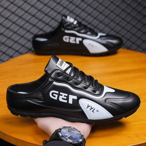 รองเท้าผู้ชายแฟชั่นใหม่สำหรับฤดูใบไม้ผลิ ระบายอากาศได้ดี พื้น PU แบบเรียบ บุผ้าใบ รองรับครึ่งเท้า สวมใส่สบาย - Product Image 3