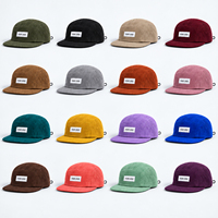 Casquette de baseball 5 panneaux en velours côtelé personnalisée, style 60, avec visière courbée et patch logo décontracté, couleur unie, fournisseur en gros