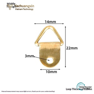 Polished Brass Eye Slip <b>Hook</b> With Ring <b>For</b> <b>Hanging</b> Frames And Decorations - Product Image 6