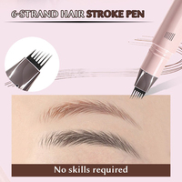 Stylo à sourcils Microblading 6 pointes, imperméable, longue tenue, pour remplir les sourcils
