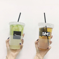Gobelet en plastique transparent personnalisé avec impression, 12, 14, 16, 18, 20, 24 oz, jetable, autocollant DIY, pour boissons froides, café, jus de fruits, bubble tea